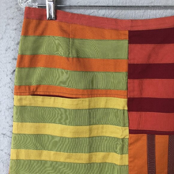 Reech by D.A.R. Skirt Womens Large Multicolor Striped Patchwork Midi Boho Cotton - Picture 9 of 15
